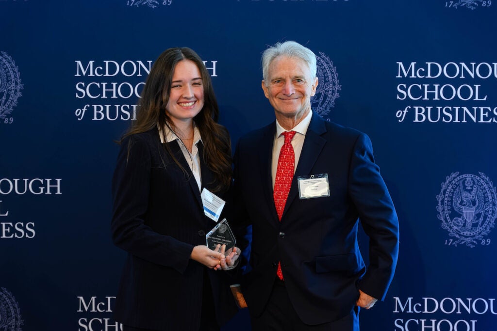 Student Innovator awardee Alexandria Sorensen and mentor Eric Glasgow
